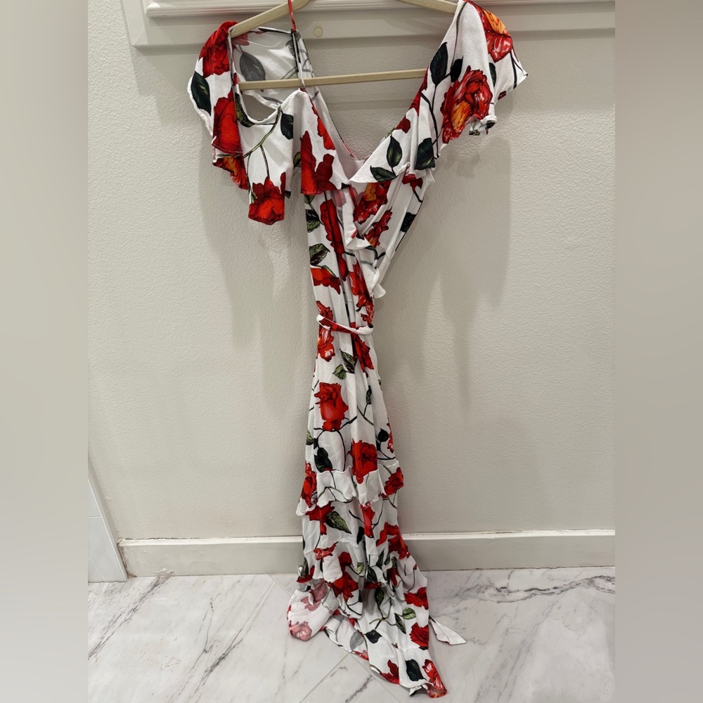 Arrive rose floral wrap dress